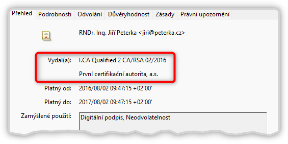 Zjištění vydavatele certifikátu