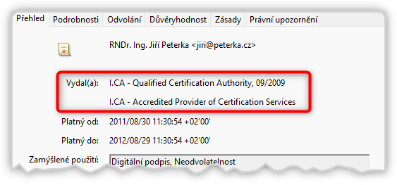Zjištění vydavatele certifikátu